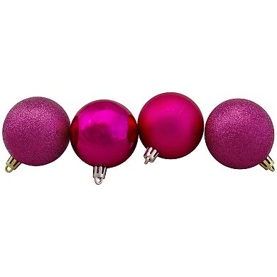 Northlight 60-Pack Magenta Pink Shatterproof 4 Finish Christmas Ball Ornaments