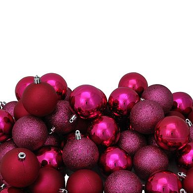 Northlight 60-Pack Magenta Pink Shatterproof 4 Finish Christmas Ball Ornaments