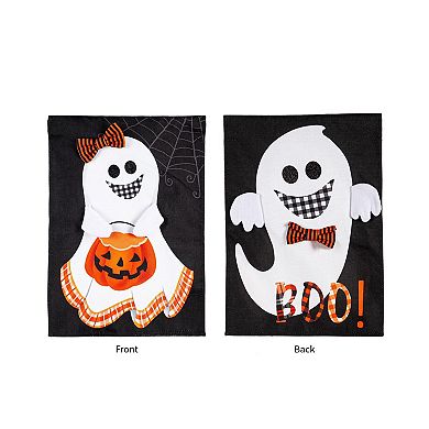 Evergreen Enterprises Girl and Boy Ghost Reversible Garden Burlap Flag