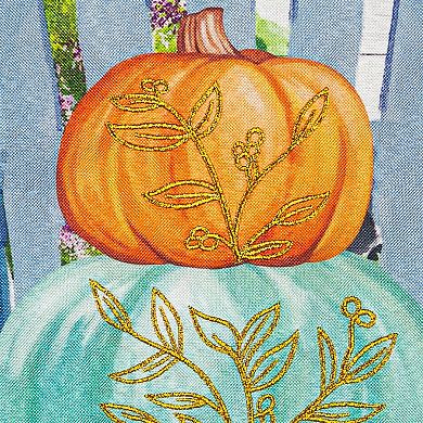 Evergreen Enterprises Happy Fall Stacked Pumpkins Garden Linen Flag