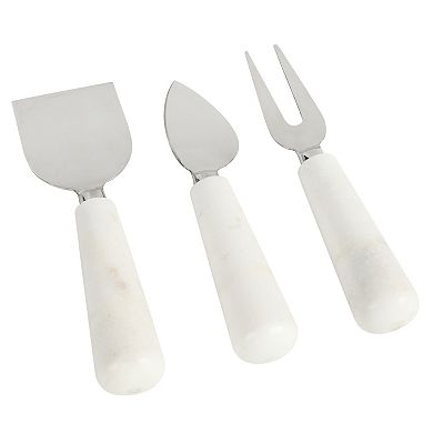 Laurie Gates California Designs Marble and Stainless Steel 3 Piece Cheese Knife Set