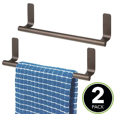 mDesign Steel Wall-Mounted Self-Adhesive Towel Rack Holder - 2 Pack