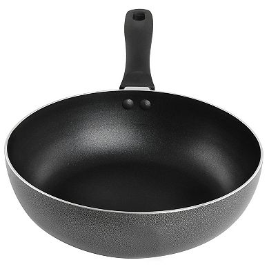 Oster Clairborne 9.5 Inch Non Stick Aluminum Wok with Lid in Granite Grey