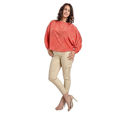 Women's Satin Blouses Batwing Sleeve High-Low Hem