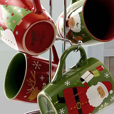 Gibson Home Santa Smile 4 Piece 15 Ounce Stoneware Mugs