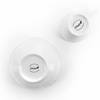 Elama Cara 16 Piece Round Porcelain Dinnerware Set in White