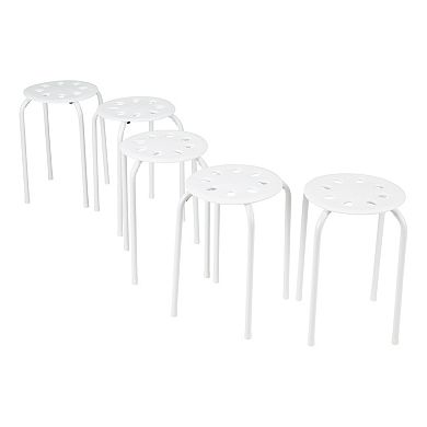 Norwood Commercial Furniture White Stacking Stool Set (Pack of 5)