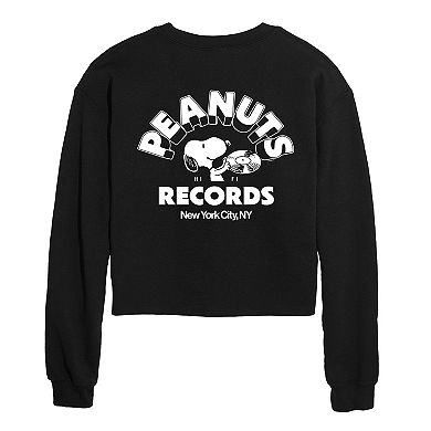 Juniors' Peanuts Snoopy Record Cropped Fleece