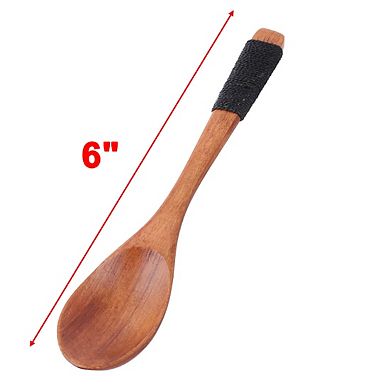 Kitchen Cooking Wood Salt Candy Peper Holder Spoon Brown 6" Length 3pcs
