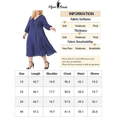 Plus Size Dress For Women Casual Elbow Sleeve Sweetheart Print Midi Ruffle Dresses