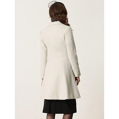 Long Winter Coat for Women's Notch Lapel Collar A-Line Double Breast Coats