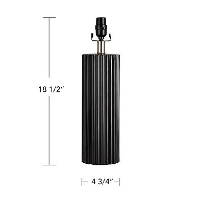 Black Modern Ceramic Stripe Column Accent Lamp Base