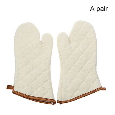 Bakery Heat Hot Resistance Microwave Barbeque Baking Oven Mitts Gloves Pair
