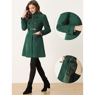 Stand Collar Coat for Women's Single Breasted Vintage Winter Outwear Coats