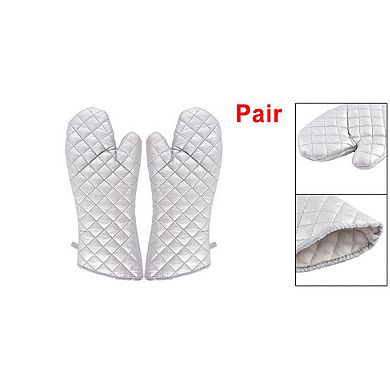 Household Bakery Heat Resistance Microwave Baking Oven Gloves Silver Tone Pair