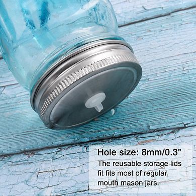 4 Pcs Stainless Steel Regular Mouth Jar Lids with Straw Hole for Mason Bottle Jar