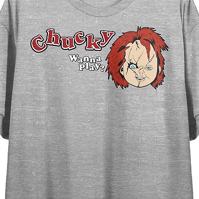 Juniors' Chucky Wanna Play Cropped Graphic Tee