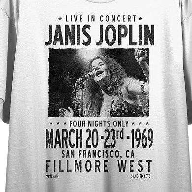 Juniors' Janis Joplin 1969 Fillmore Cropped Graphic Tee