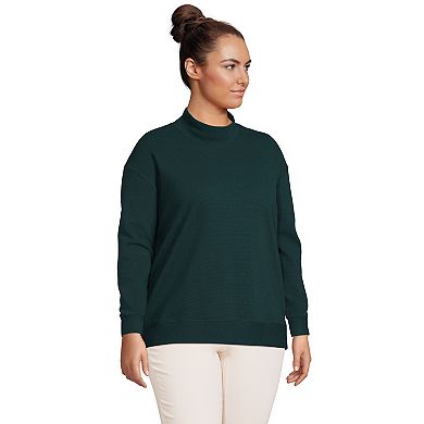 Plus Size Lands' End Long-Sleeve Ottoman Mock Pullover