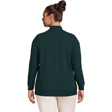 Plus Size Lands' End Long-Sleeve Ottoman Mock Pullover