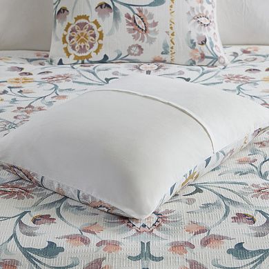 Madison Park Chloe 4-Piece Floral Comforter Set with Throw Pillow
