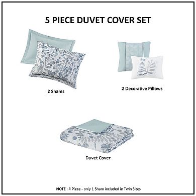 Madison Park Kairi 5-Piece Seersucker Duvet Cover Set with Throw Pillows