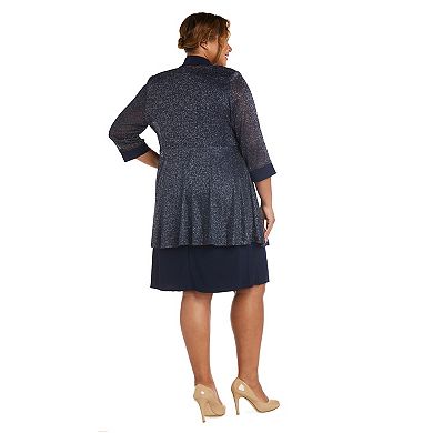 Plus Size R&M Richards 2-Piece Metallic Rib Jacket Dress