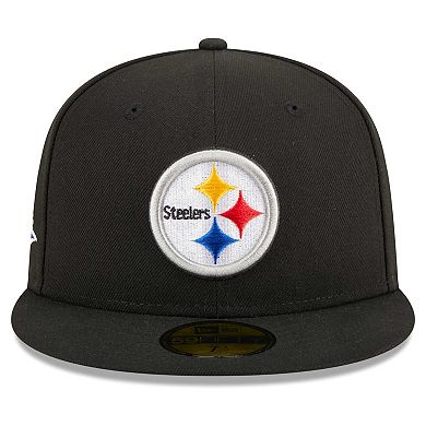 Men's New Era Black Pittsburgh Steelers  Main Patch 59FIFTY Fitted Hat