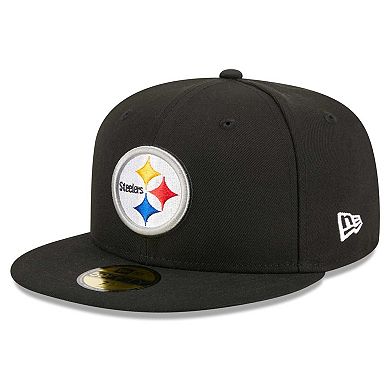 Men's New Era Black Pittsburgh Steelers  Main Patch 59FIFTY Fitted Hat