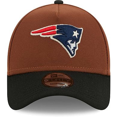 Men's New Era Brown/Black New England Patriots Harvest A-Frame Super Bowl XXXVI 9FORTY Adjustable Hat