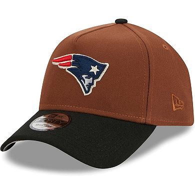 Men's New Era Brown/Black New England Patriots Harvest A-Frame Super Bowl XXXVI 9FORTY Adjustable Hat