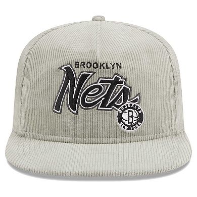 Men's New Era  Gray Brooklyn Nets The Golfer Corduroy 9FIFTY Snapback Hat