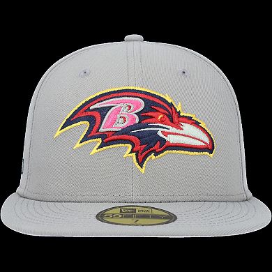 Men's New Era Gray Baltimore Ravens Color Pack 59FIFTY Fitted Hat