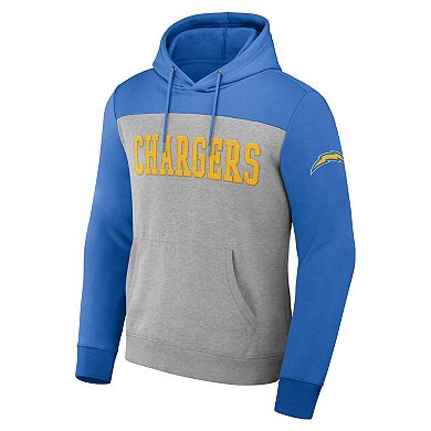Men's NFL x Darius Rucker Collection by Fanatics Heather Gray Los Angeles Chargers Color Blocked Pullover Hoodie