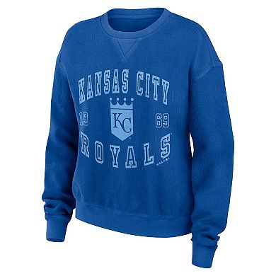 Women's WEAR by Erin Andrews Royal Kansas City Royals Vintage Cord Pullover Sweatshirt