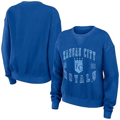 Women's WEAR by Erin Andrews Royal Kansas City Royals Vintage Cord Pullover Sweatshirt