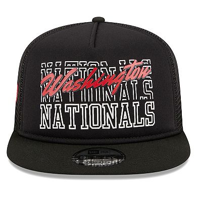 Men's New Era Black Washington Nationals  Street Team A-Frame Trucker 9FIFTY Snapback Hat