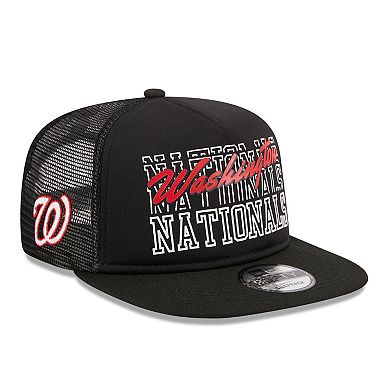 Men's New Era Black Washington Nationals  Street Team A-Frame Trucker 9FIFTY Snapback Hat