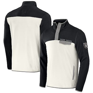 Men's NFL x Darius Rucker Collection by Fanatics Black/Cream Las Vegas Raiders Micro Fleece Quarter-Snap Jacket