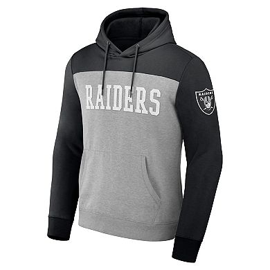 Men's NFL x Darius Rucker Collection by Fanatics Heather Gray Las Vegas Raiders Color Blocked Pullover Hoodie