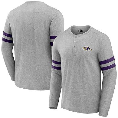 Men's NFL x Darius Rucker Collection by Fanatics Heather Gray Baltimore Ravens Henley Long Sleeve T-Shirt