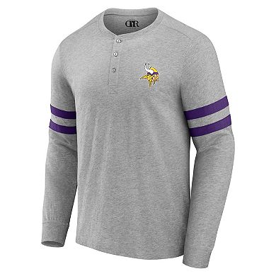 Men's NFL x Darius Rucker Collection by Fanatics Heather Gray Minnesota Vikings Henley Long Sleeve T-Shirt