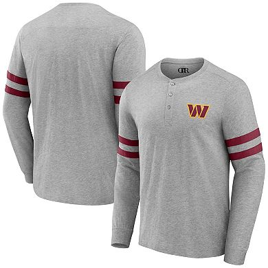Men's NFL x Darius Rucker Collection by Fanatics Heather Gray Washington Commanders Henley Long Sleeve T-Shirt