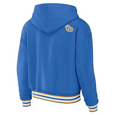 Women's WEAR by Erin Andrews Powder Blue Los Angeles Chargers Lace-Up Pullover Hoodie