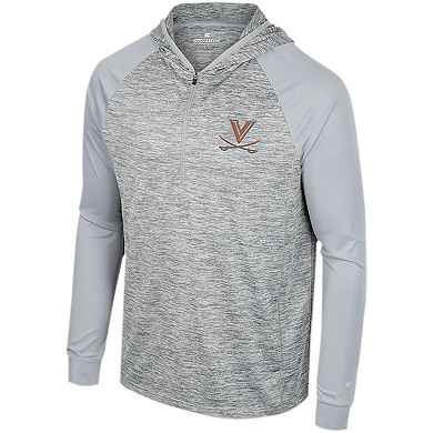 Men's Colosseum Gray Virginia Cavaliers Cybernetic Raglan Quarter-Zip Hooded Top