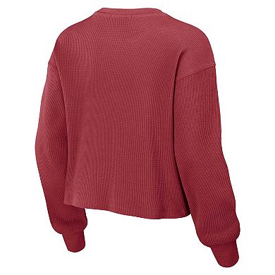 Women's WEAR by Erin Andrews Cardinal Arizona Cardinals Waffle Knit Long Sleeve T-Shirt & Shorts Lounge Set