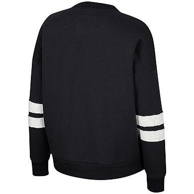 Women's Colosseum Black Iowa Hawkeyes Perfect Date Notch Neck Pullover Sweatshirt