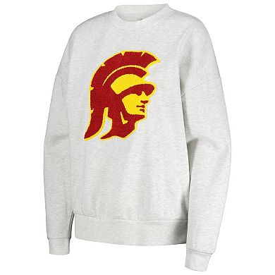 Women's Gameday Couture Ash USC Trojans Team Effort Pullover Sweatshirt & Shorts Sleep Set
