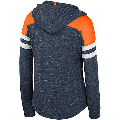 Women's Colosseum Navy Auburn Tigers Speckled Color Block Long Sleeve Hooded T-Shirt
