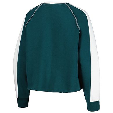 Women's Gameday Couture Green Oregon Ducks Blindside Raglan Cropped Pullover Sweatshirt